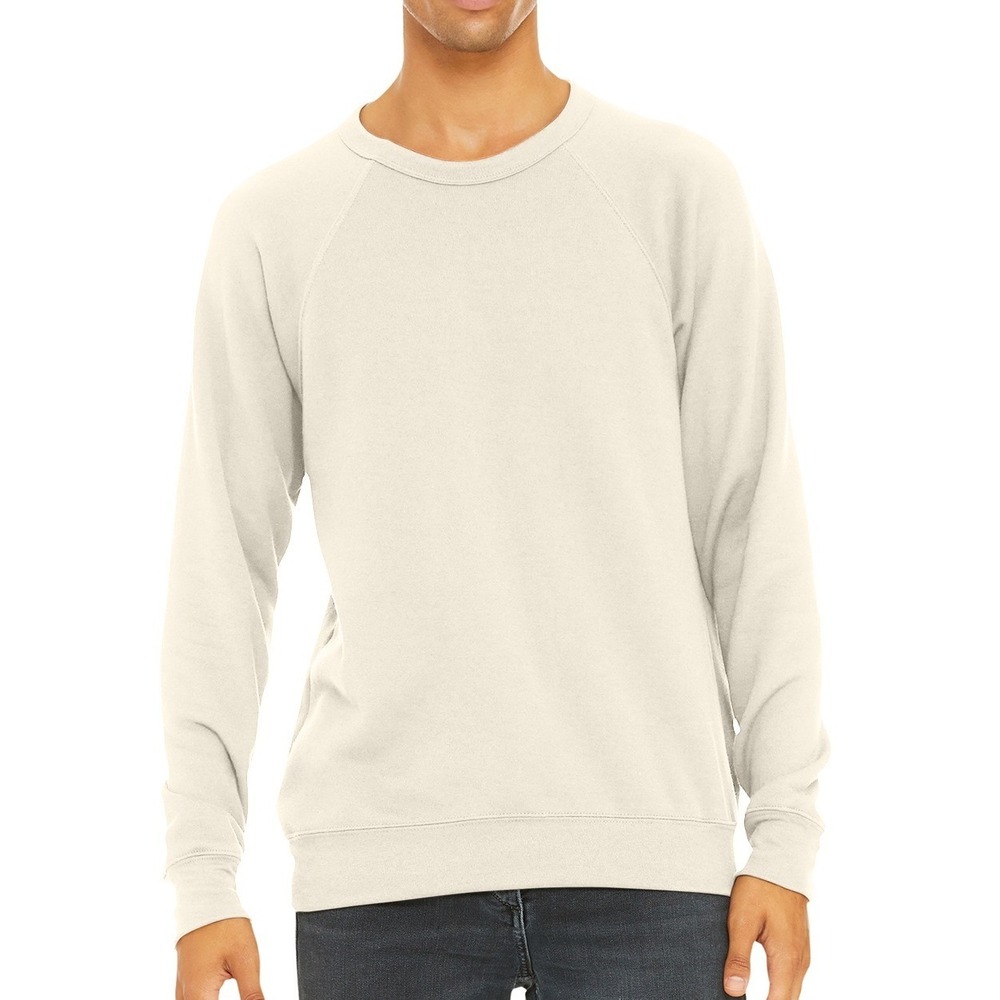 Bella Canvas Large Sweatshirt Unisex Natural Minimalist Raglan Pullover‎ BC3901